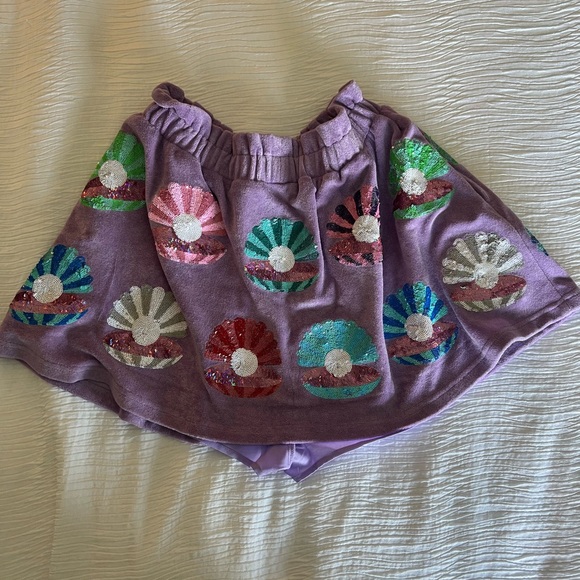 Queen of sparkles Colorful Shell Patterned Skirt purple terry cloth size M - Picture 4 of 4